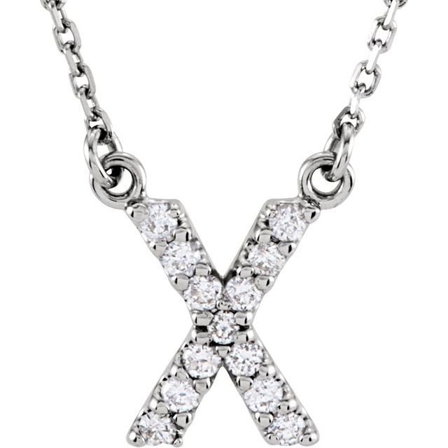 14K Initial X 1/8 CTW Diamond 16" Necklace - Balacia