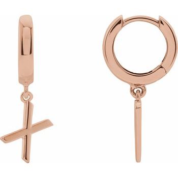 14K Initial X Hinged Huggie Earring - Balacia