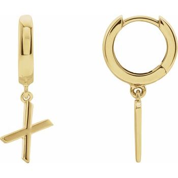 14K Initial X Hinged Huggie Earring - Balacia