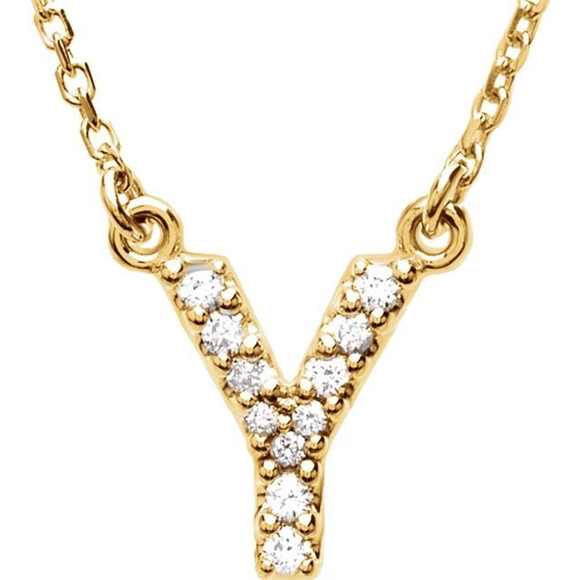 14K Initial Y .08 CTW Diamond 16" Necklace - Balacia