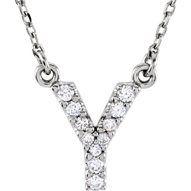 14K Initial Y .08 CTW Diamond 16" Necklace - Balacia