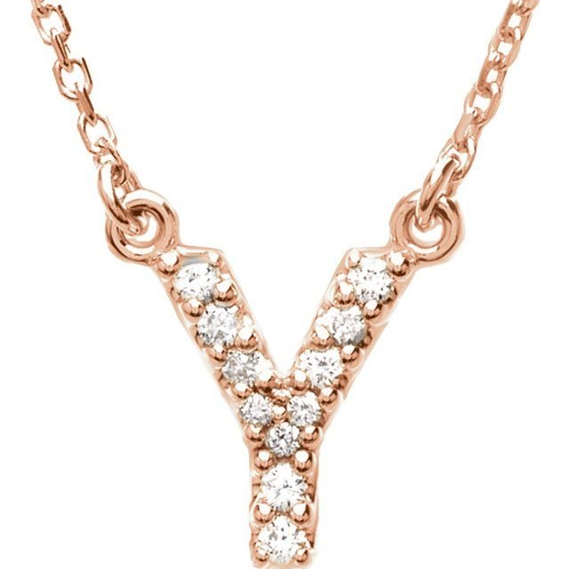 14K Initial Y .08 CTW Diamond 16" Necklace - Balacia