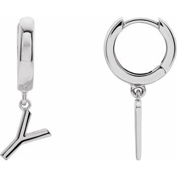 14K Initial Y Hinged Huggie Earring - Balacia