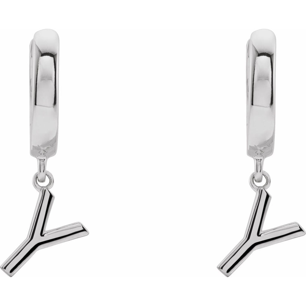 14K Initial Y Hinged Huggie Earring - Balacia