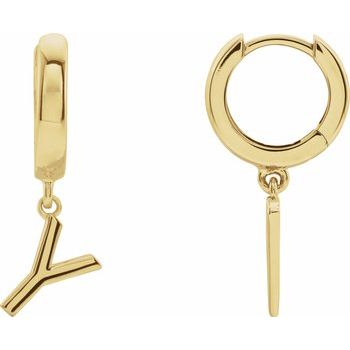 14K Initial Y Hinged Huggie Earring - Balacia