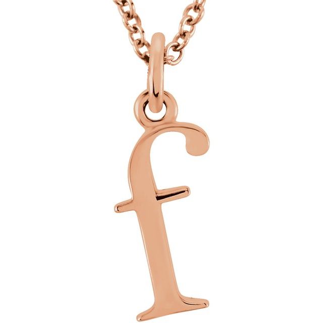 14K Lowercase Initial f 16" Necklace - Balacia