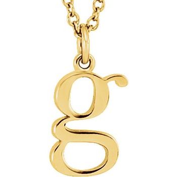 14K Lowercase Initial g 16" Necklace - Balacia