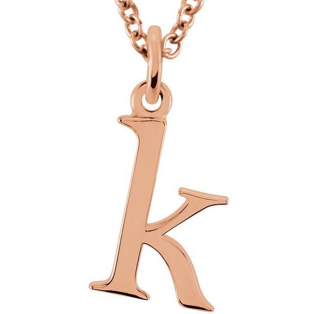14K Lowercase Initial k 16" Necklace - Balacia