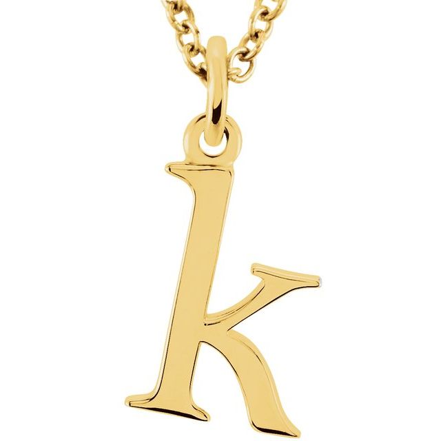 14K Lowercase Initial k 16" Necklace - Balacia