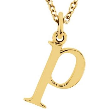14K Lowercase Initial p 16" Necklace - Balacia