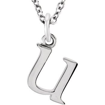 14K Lowercase Initial u 16" Necklace - Balacia