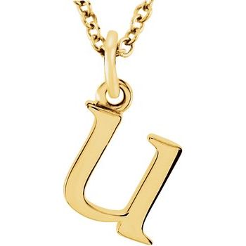 14K Lowercase Initial u 16" Necklace - Balacia