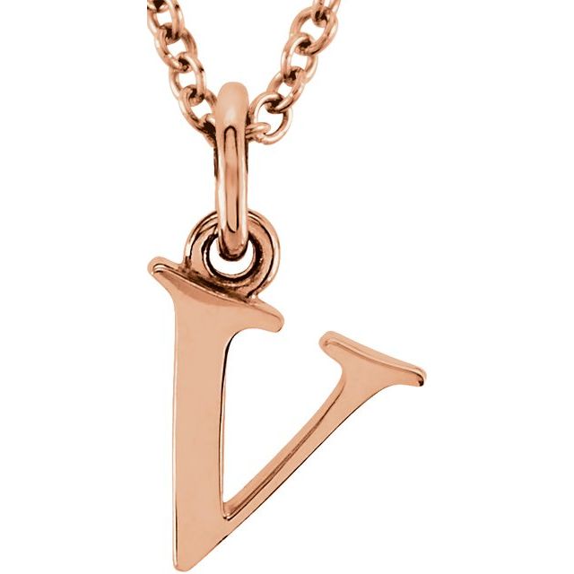 14K Lowercase Initial v 16" Necklace - Balacia
