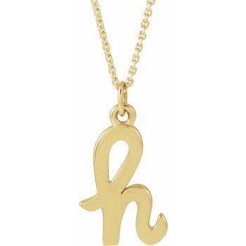 14K Petite Initial H 16" Necklace - Balacia