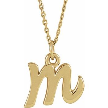 14K Petite Initial M 16" Necklace - Balacia