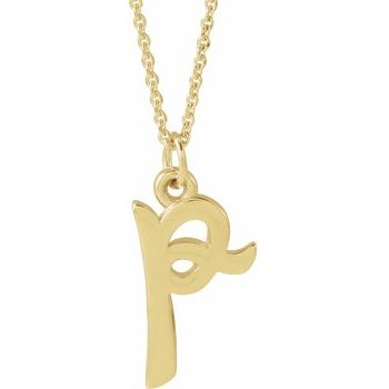 14K Petite Initial P 16" Necklace - Balacia