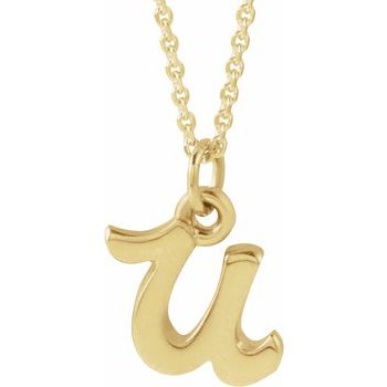 14K Petite Initial U 16" Necklace - Balacia