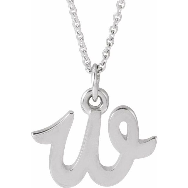 14K Petite Initial W 16" Necklace - Balacia