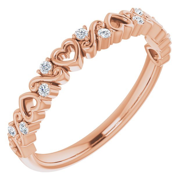 14K Rose .08 CTW Heart Diamond Anniversary Band - Balacia