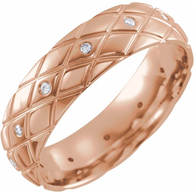 14K Rose 1/10 CTW Diamond Patterned Band - Balacia
