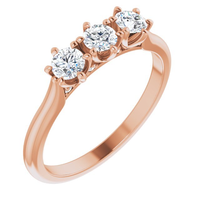 14K Rose 1/2 CTW Diamond Three - Stone Anniversary Band - Balacia