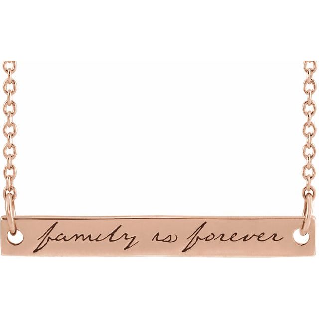 14K Rose Gold Family is Forever Bar 18" Necklace - Balacia