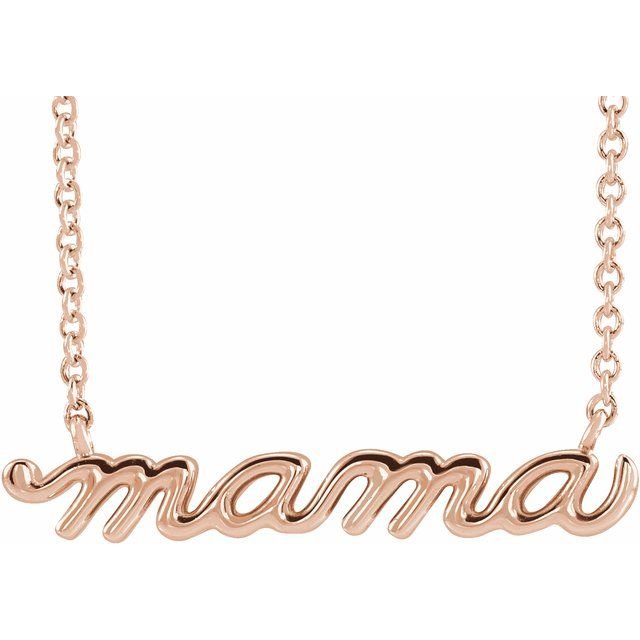 14k Rose Gold Petite Mama Script 18" Necklace - Balacia