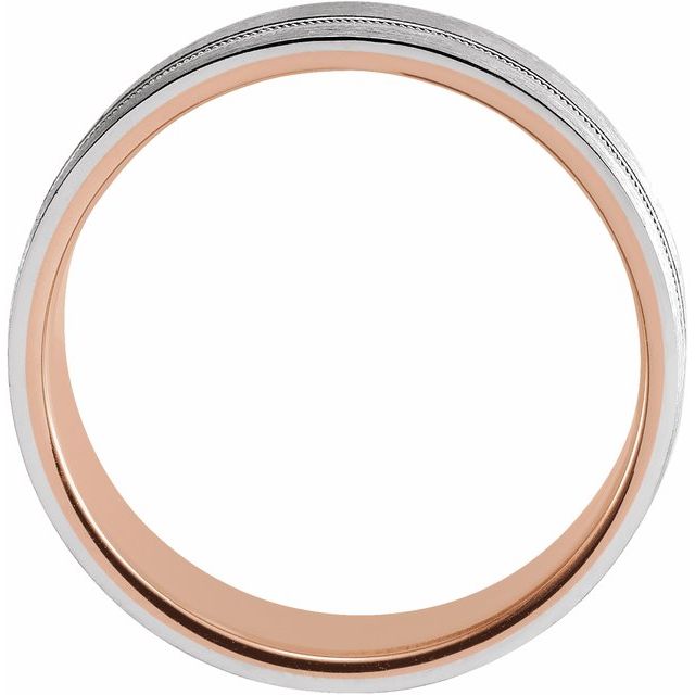 14K Rose & White 7 mm Comfort - Fit Band with Matte Finish - Balacia