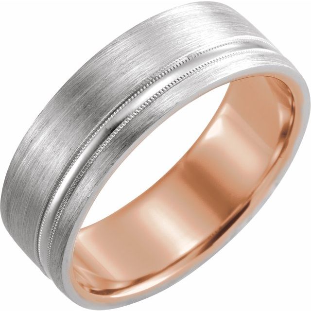 14K Rose & White 7 mm Comfort - Fit Band with Matte Finish - Balacia