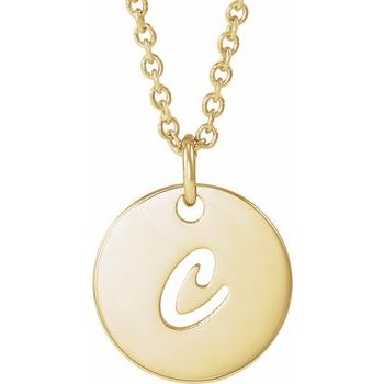 14K Script Initial C 16 - 18" Necklace - Balacia