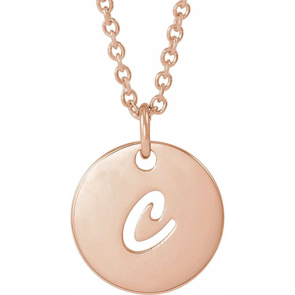 14K Script Initial C 16 - 18" Necklace - Balacia