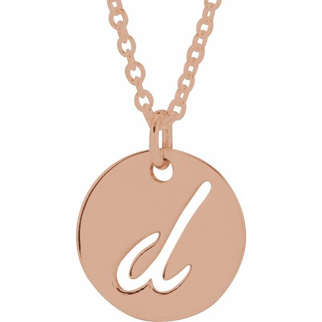14K Script Initial D 16 - 18" Necklace - Balacia
