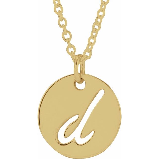14K Script Initial D 16 - 18" Necklace - Balacia