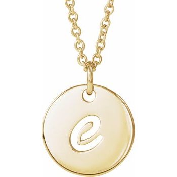 14K Script Initial E 16 - 18" Necklace - Balacia
