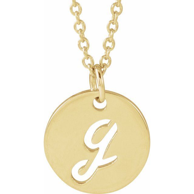 14K Script Initial G 16 - 18" Necklace - Balacia
