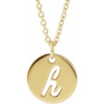 14K Script Initial H 16 - 18" Necklace - Balacia