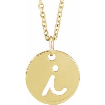14K Script Initial I 16 - 18" Necklace - Balacia