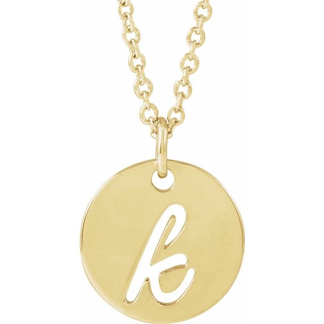 14K Script Initial K 16 - 18" Necklace - Balacia