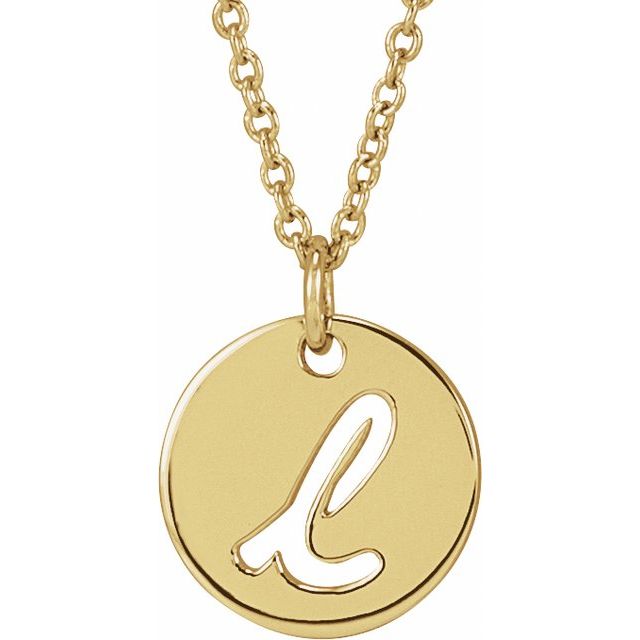 14K Script Initial L 16 - 18" Necklace - Balacia
