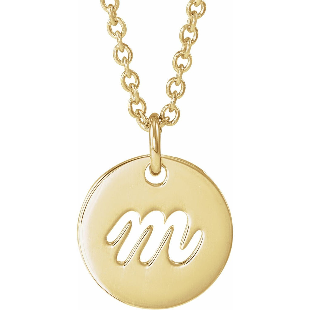 14K Script Initial M 16 - 18" Necklace - Balacia