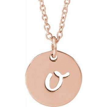 14K Script Initial O 16 - 18" Necklace - Balacia