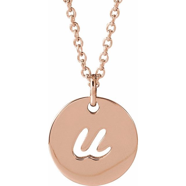 14K Script Initial U 16 - 18" Necklace - Balacia