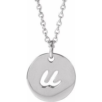 14K Script Initial U 16 - 18" Necklace - Balacia