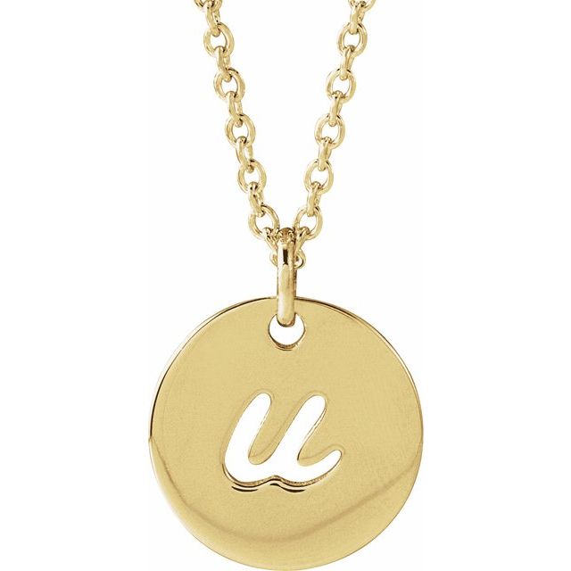 14K Script Initial U 16 - 18" Necklace - Balacia