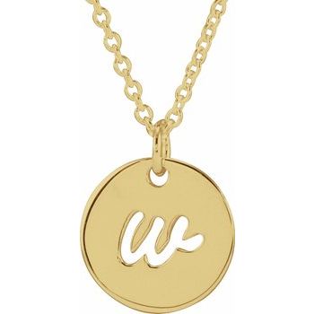 14K Script Initial W 16 - 18" Necklace - Balacia