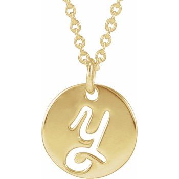 14K Script Initial Y 16 - 18" Necklace - Balacia
