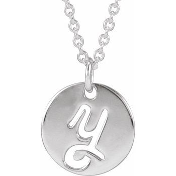 14K Script Initial Y 16 - 18" Necklace - Balacia