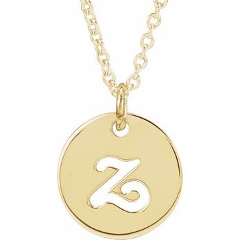 14K Script Initial Z 16 - 18" Necklace - Balacia