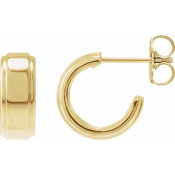 14K Stepped - Edge 11.4 mm Hoop Earrings - Balacia
