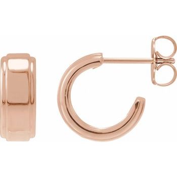 14K Stepped - Edge 11.4 mm Hoop Earrings - Balacia